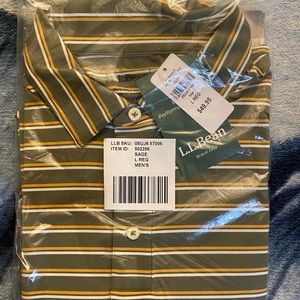 L.L.Bean Stretch Polo Shirt Mens L Reg Slightly Fitted Short Sleeve Striped